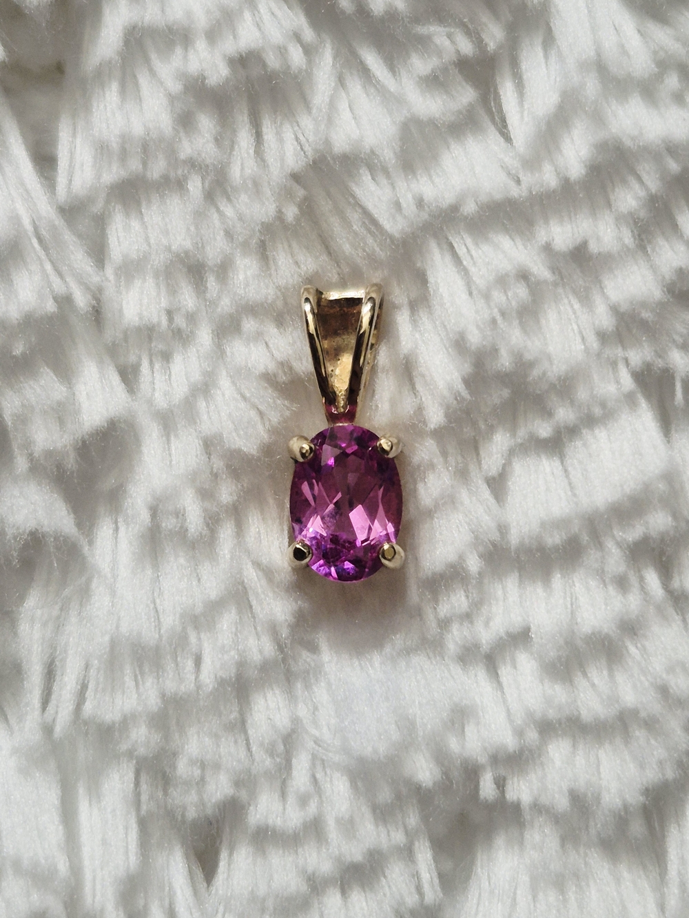14k Yellow Gold Vermeil Pink Sapphire Danity Pendant - Picture 2 of 8